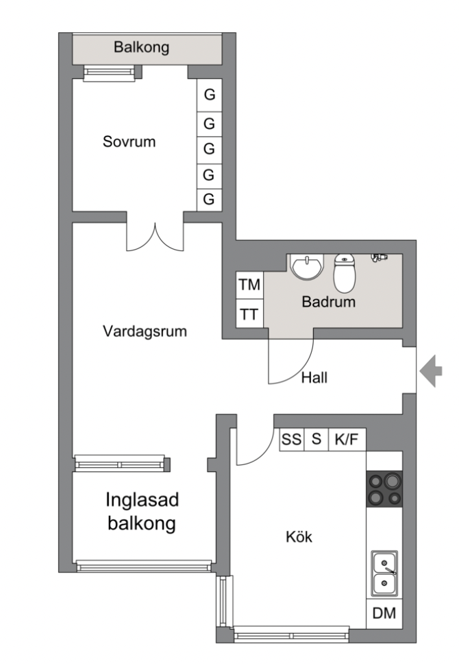 Planlösning från Hästholmsvägen 29, Såld i Saltsjöqvarn, Nacka