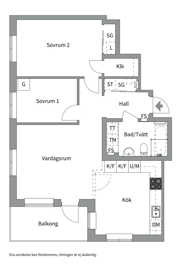 Planlösning från Poseidongatan 13 vån 15/15, Såld i Öster Mälarstrand, Västerås