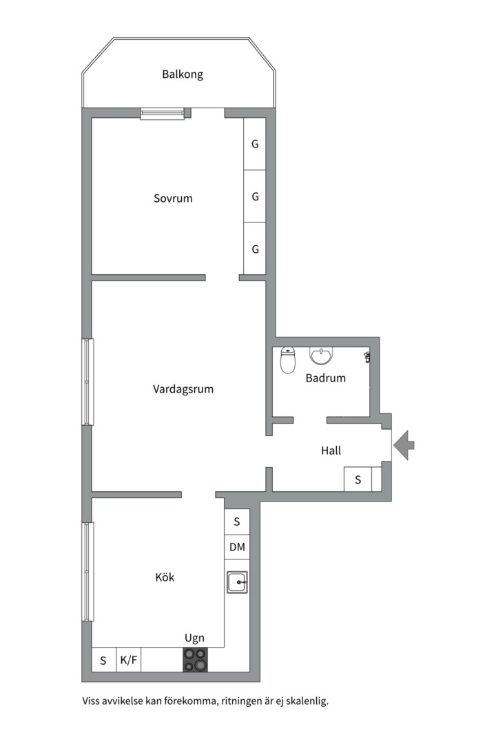 Planlösning från Ängsbacken 3, 2tr, Såld i Björknäs, Nacka