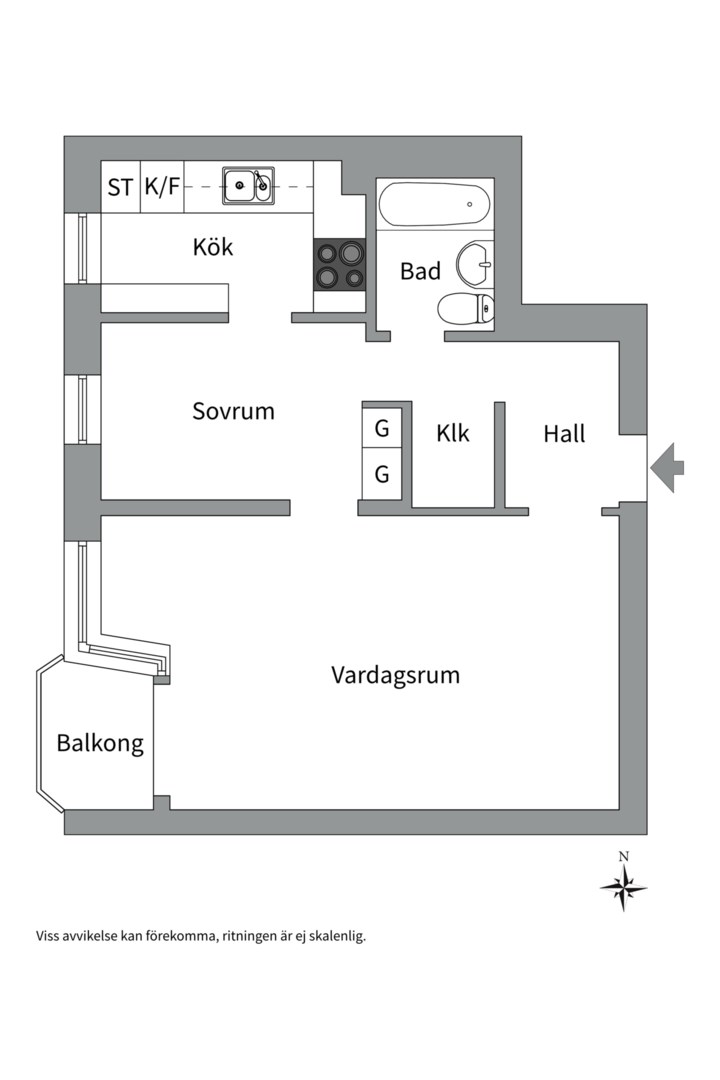 Planlösning från Viktoriagatan 11, Såld i Luthagen, Uppsala