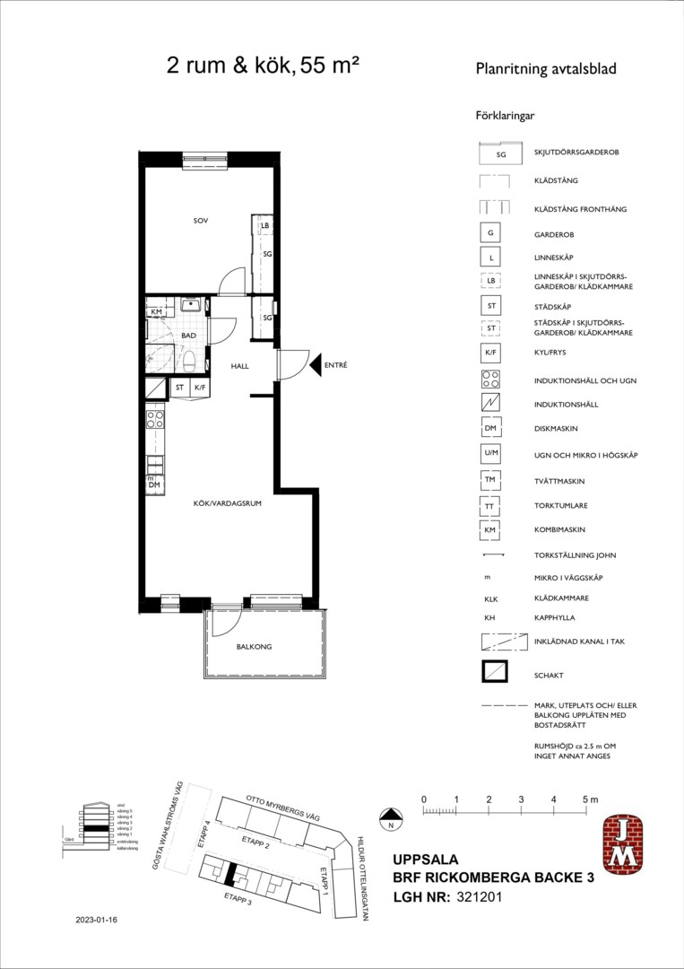 Planlösning från Gösta Wahlströms väg 2D, Såld i Rickomberga, Uppsala
