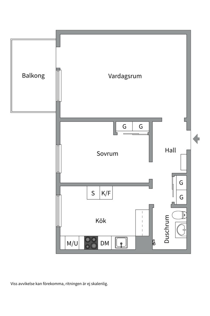 Planlösning från Gunnilbogatan 6C, Såld i Malmaberg, Västerås