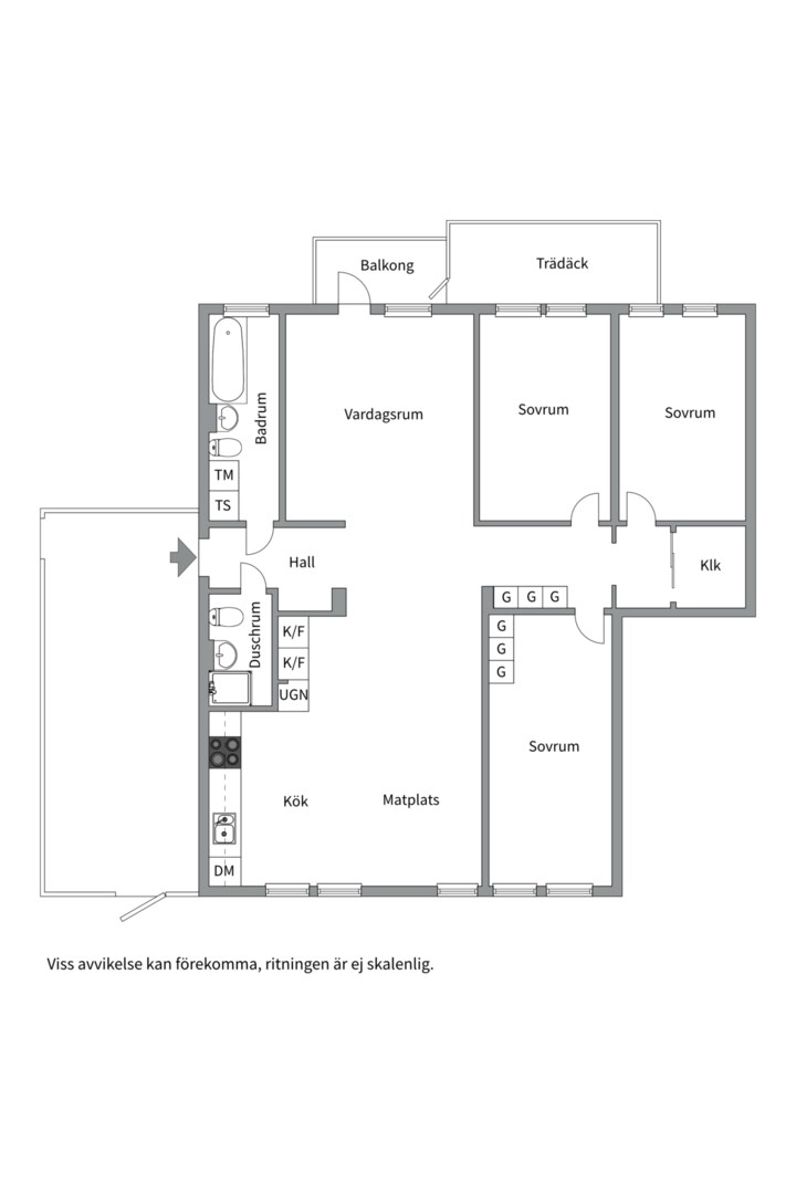 Planlösning från Edövägen 16B, Såld i Västra Orminge, Nacka