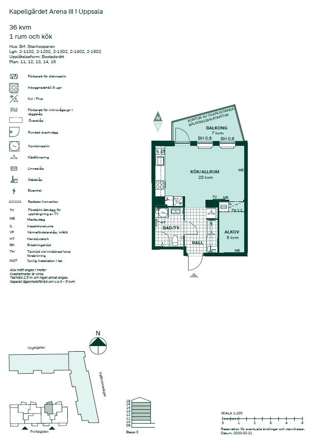 Planlösning från Portalgatan 92, Kommande i Kapellgärdet, Uppsala