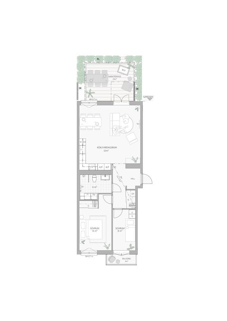 Planlösning från Majorsvägen 17, Till salu i Barkabystaden, Järfälla