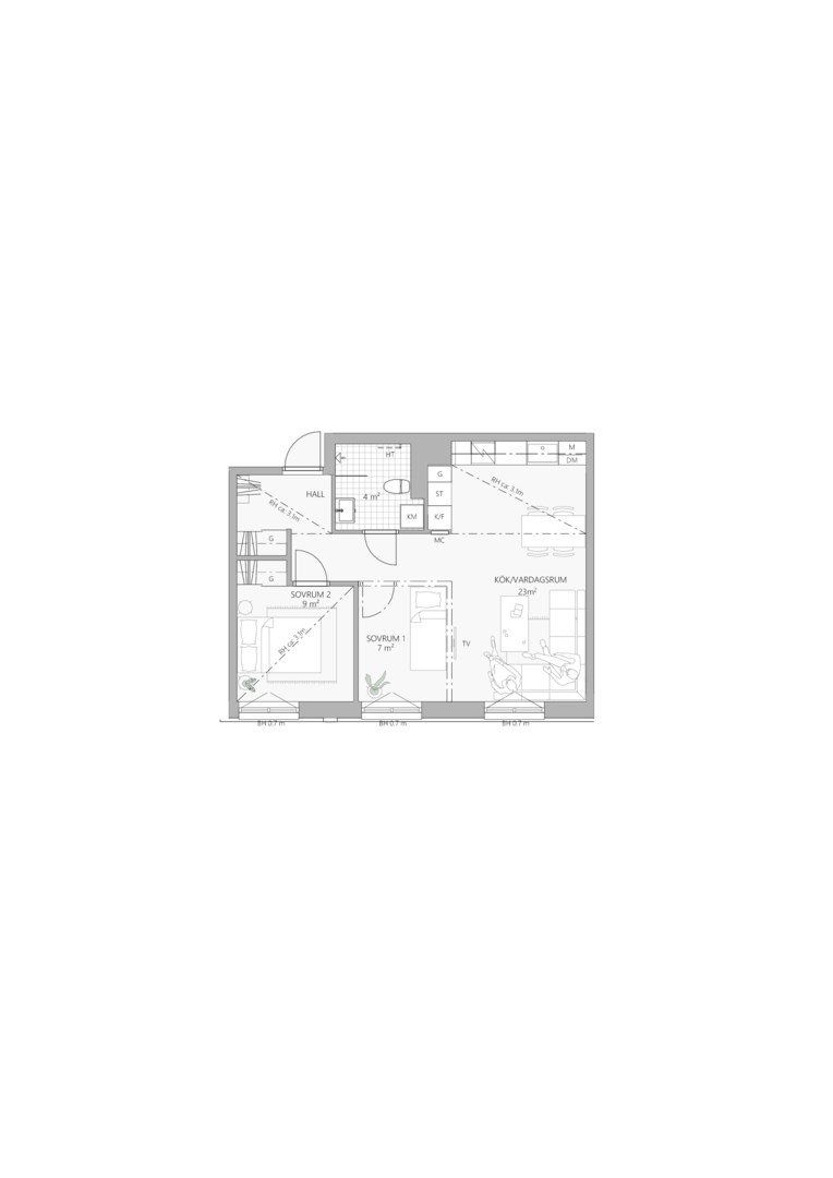 Planlösning från Majorsvägen 17, Till salu i Barkabystaden, Järfälla