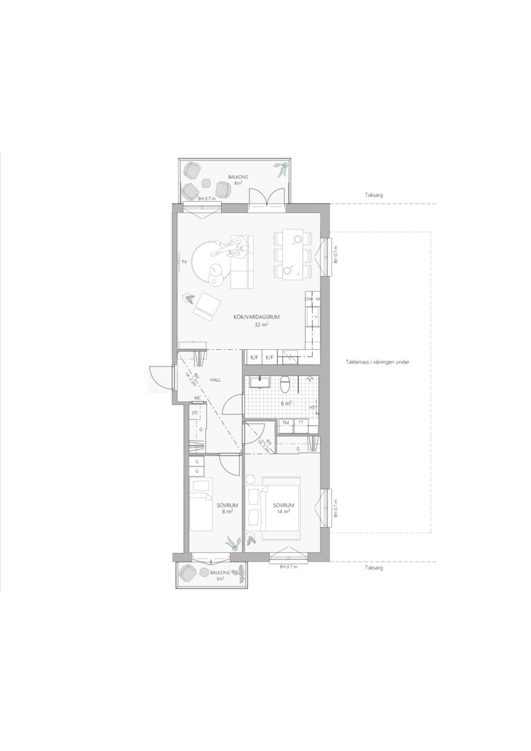 Planlösning från Majorsvägen 15, Till salu i Barkabystaden, Järfälla