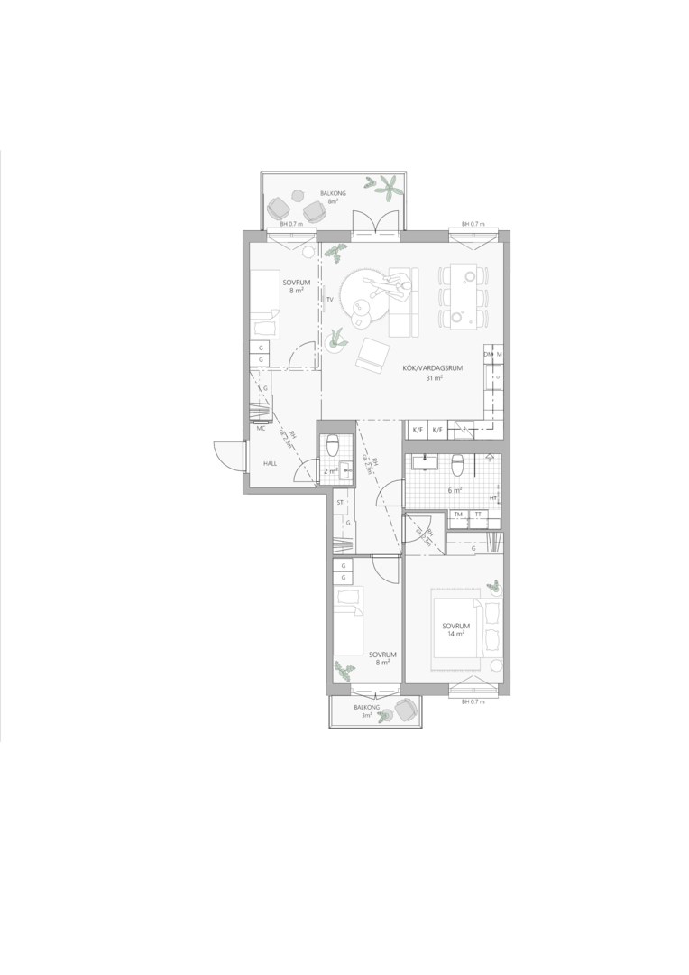 Planlösning från Majorsvägen 13, Till salu i Barkabystaden, Järfälla