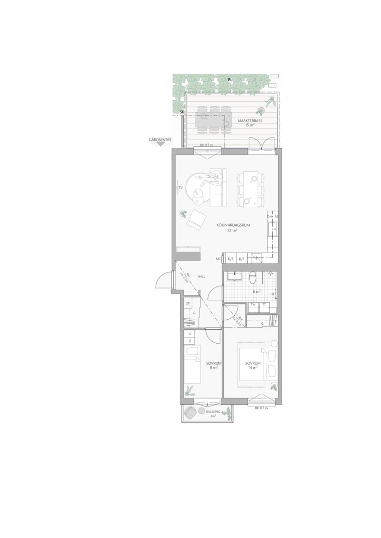 Planlösning från Majorsvägen 13, Till salu i Barkabystaden, Järfälla