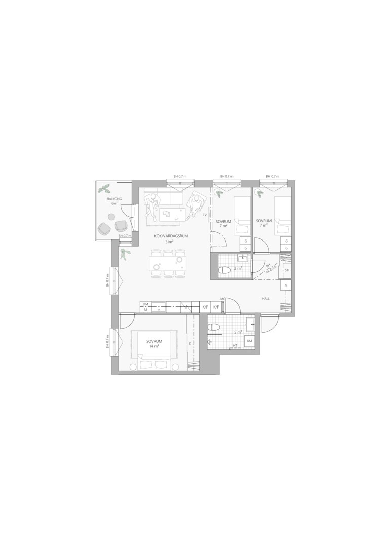 Planlösning från Fänriksvägen 12C, Till salu i Barkabystaden, Järfälla