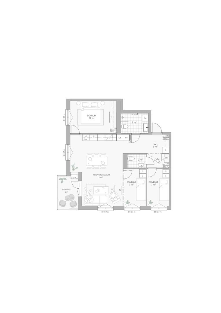 Planlösning från Fänriksvägen 12C, Till salu i Barkabystaden, Järfälla