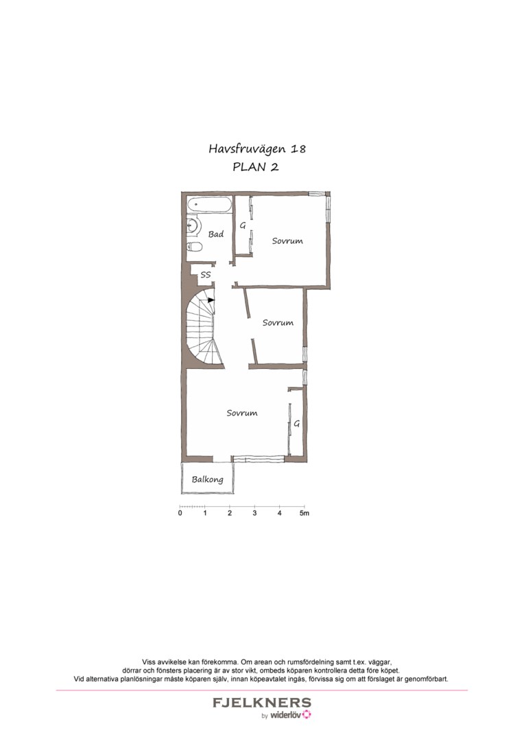 Planlösning från Havsfruvägen 18, Såld i Bromma - Smedslätten, Stockholm