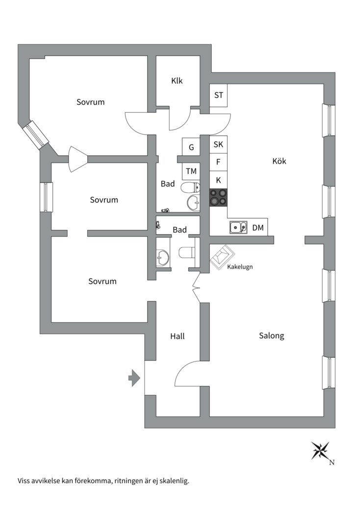 Planlösning från Linnégatan 18 A, Såld i Centrum, Uppsala