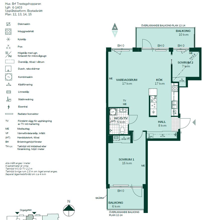 Planlösning från Orgelgatan 4, Såld i Kapellgärdet, Uppsala