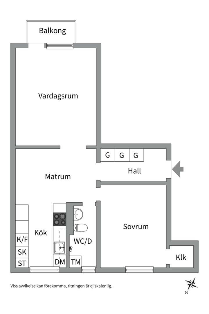Planlösning från S:t Olofsgatan 43 B, Såld i Höganäs, Uppsala