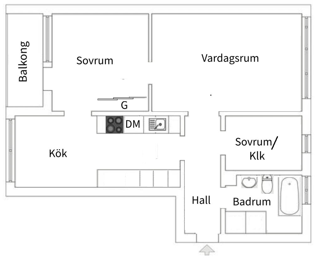 Planlösning från Henriksdalsringen 13, Såld i Henriksdalsberget, Nacka
