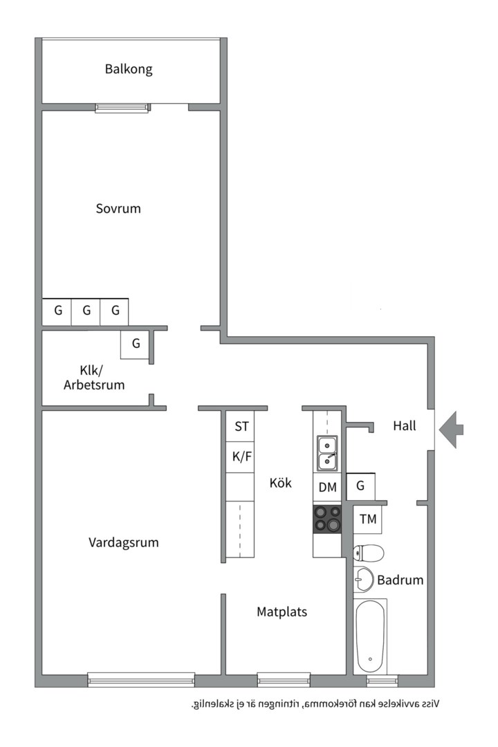 Planlösning från Österängsgatan 26B, Såld i Fålhagen, Uppsala