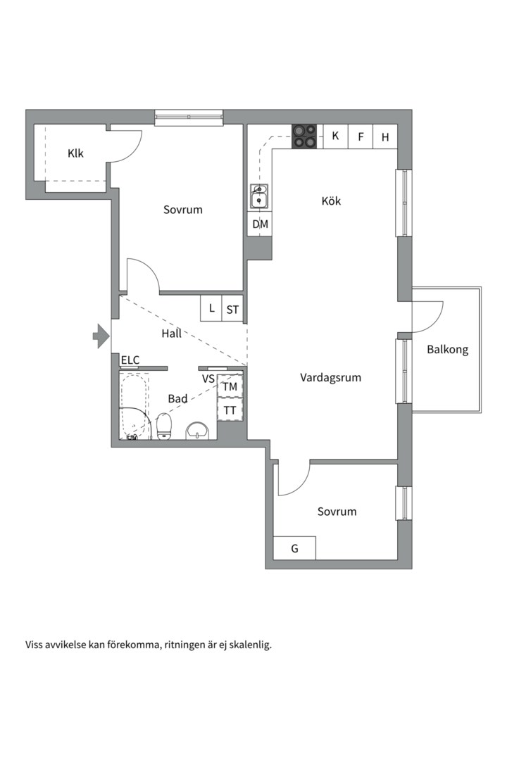 Planlösning från Chamottevägen 7, Såld i Porslinskvarteren, Värmdö