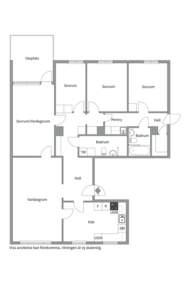 Planlösning från Luthagsesplanaden 23A, Såld i Främre Luthagen, Uppsala