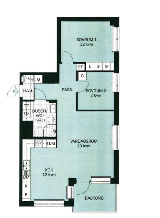 Planlösning från Tollareslingan 18, Till salu i Tollare, Nacka