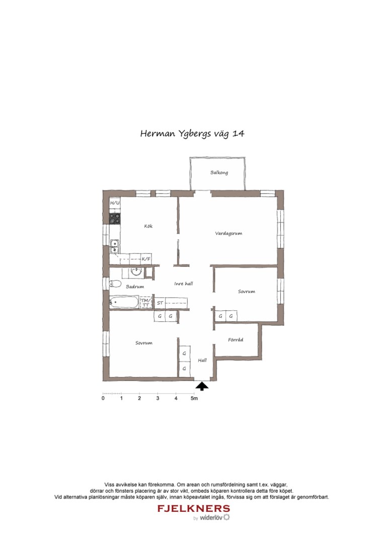 Planlösning från Herman Ygbergs väg 14, Såld i Bromma - Smedslätten, Stockholm