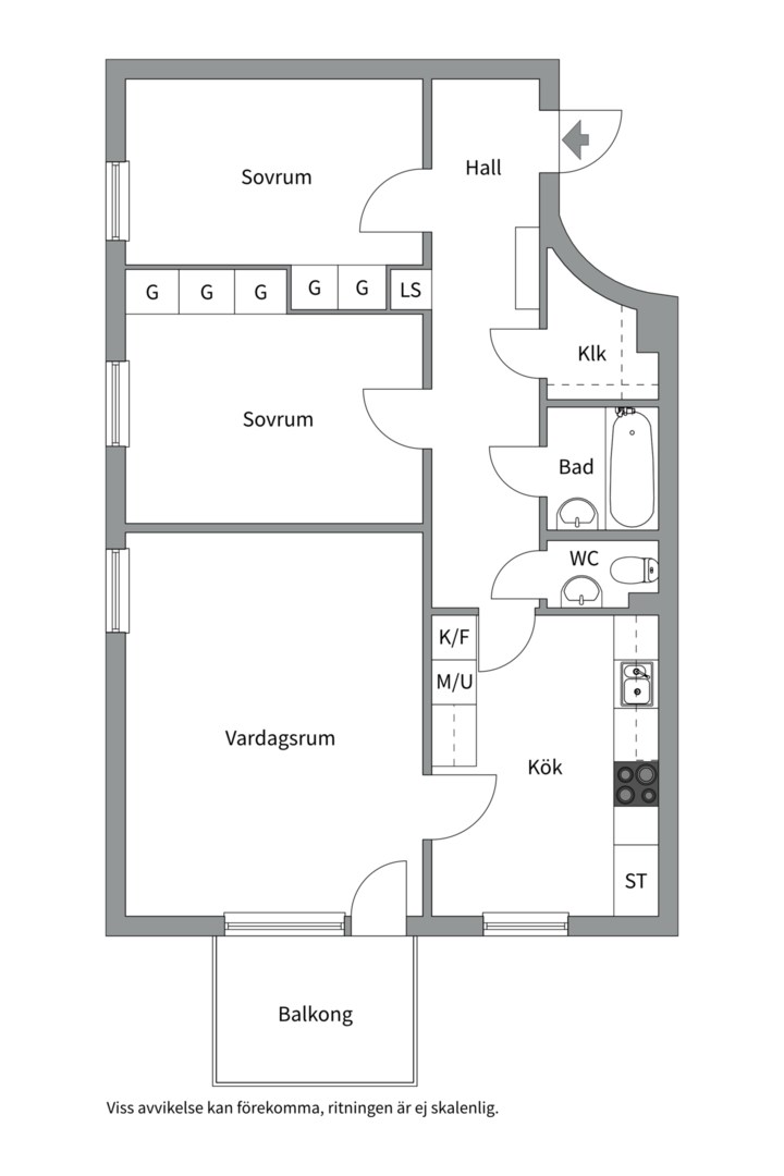 Planlösning från Tranvägen 2, 3tr, Såld i Saltängen, Nacka