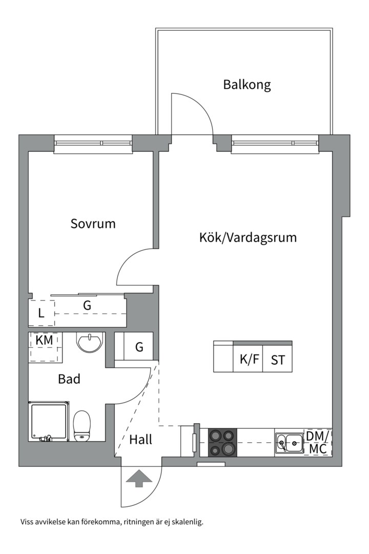 Planlösning från Ljusbärargatan 3, Såld i Kapellgärdet, Uppsala