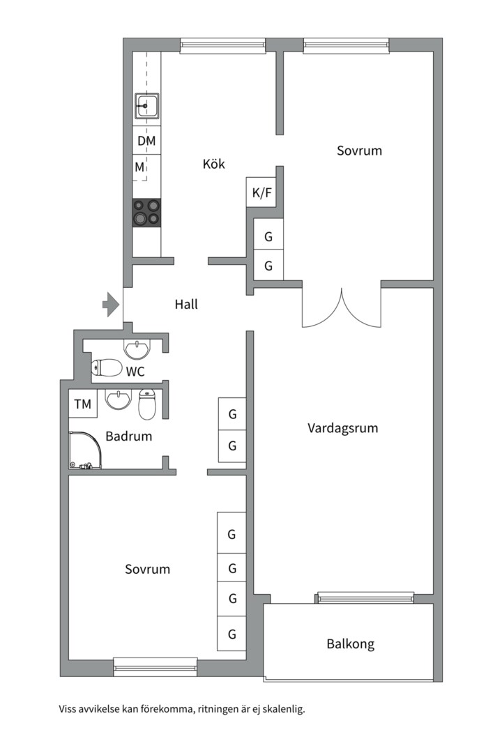 Planlösning från Kaserngatan 49, Såld i Viksäng, Västerås