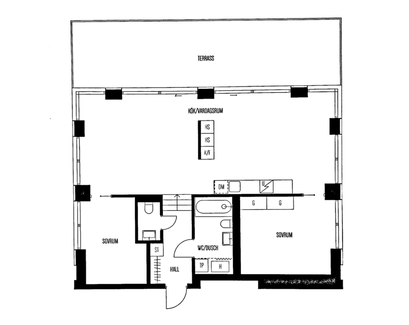 Planlösning från Fabrikörvägen 4B, Såld i Nacka Strand, Nacka