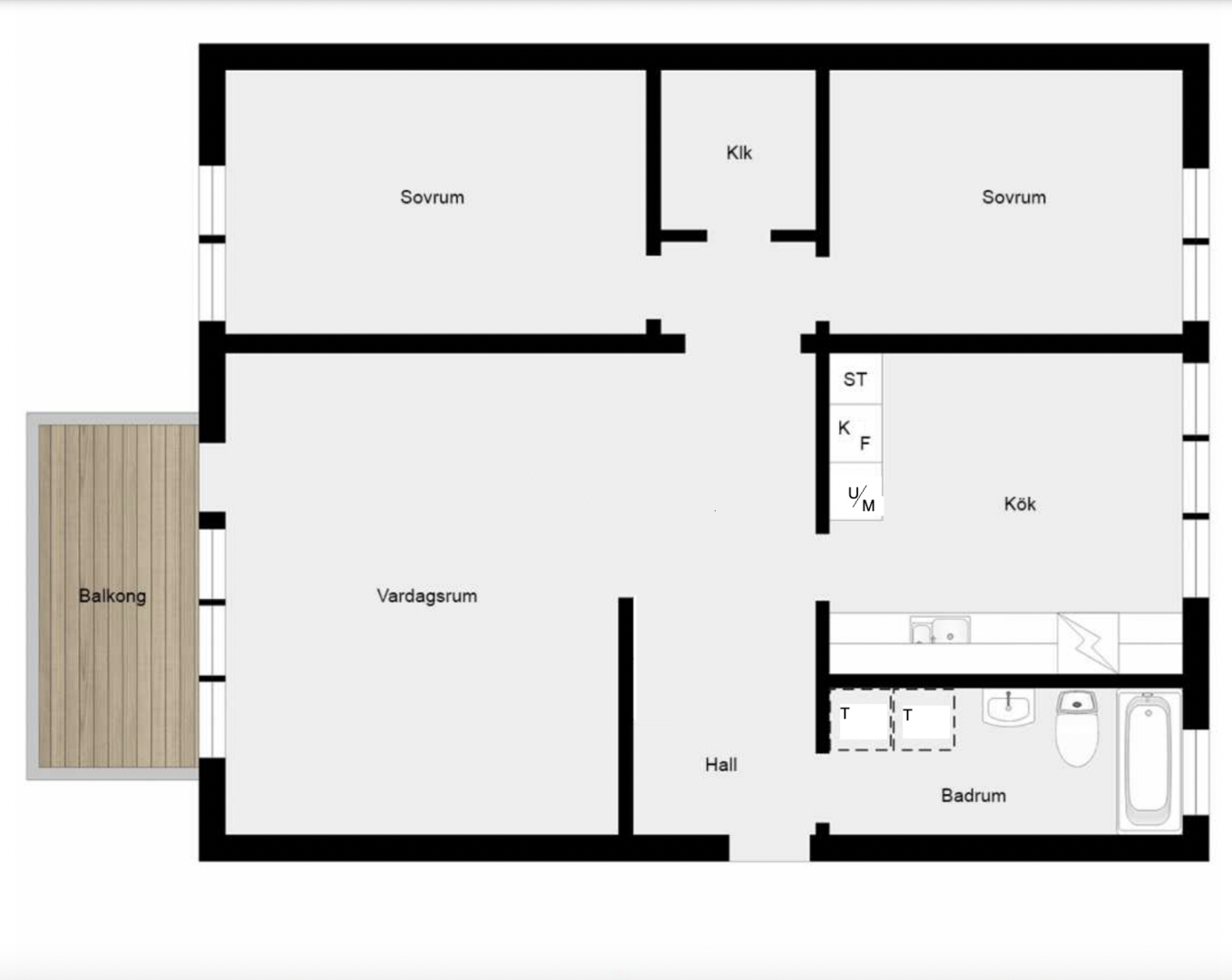Planlösning från Blomstervägen 52, Såld i Finntorp, Nacka