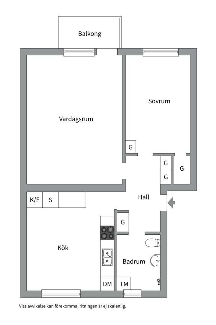 Planlösning från Dellensvägen 15, 2 tr, Såld i Årsta, Stockholm