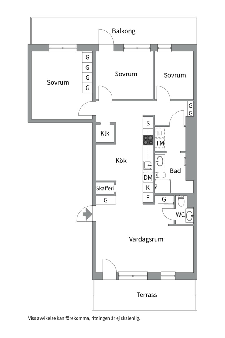 Planlösning från Liljeholmsvägen 34, 6tr, Såld i Liljeholmen, Stockholm