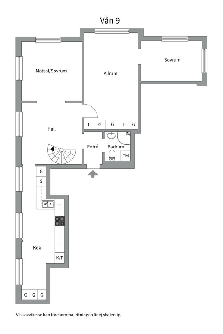 Planlösning från Pipersgatan 16, vån 9 & 10, Såld i Kungsholmen, Stockholm