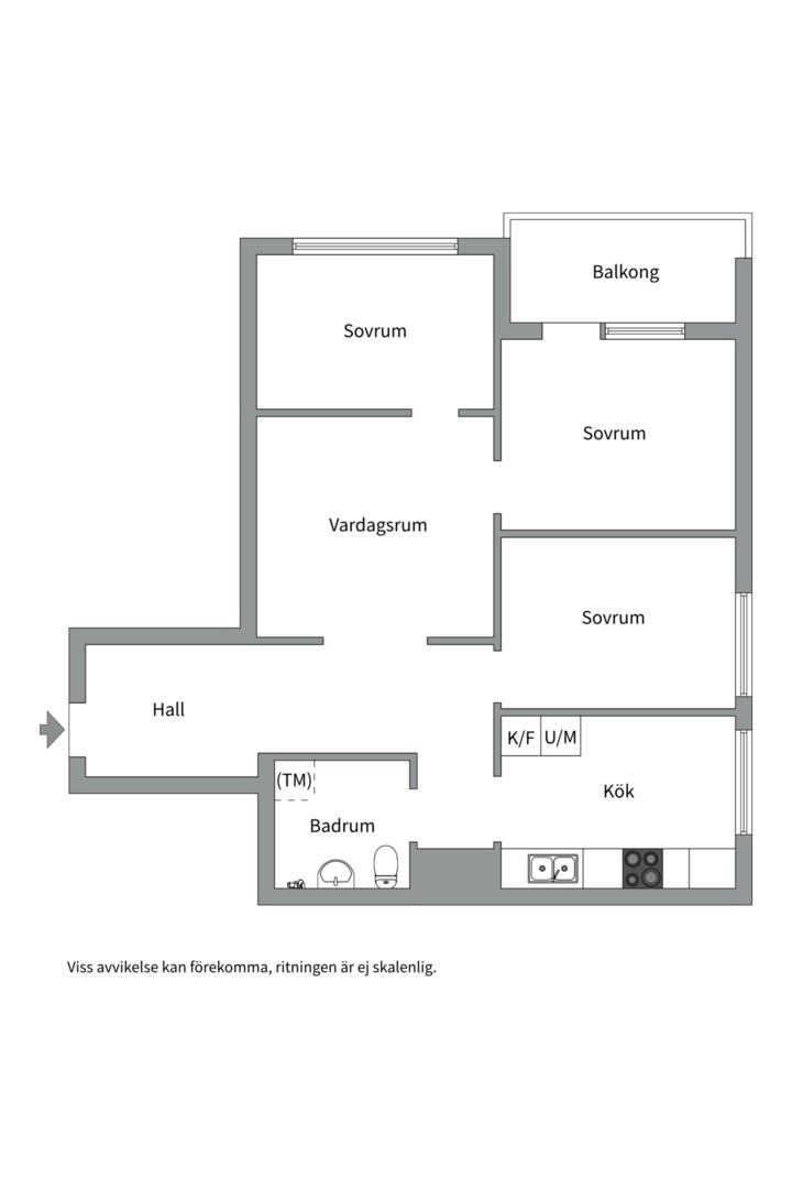 Planlösning från Atlasvägen 39, Såld i Sickla, Nacka