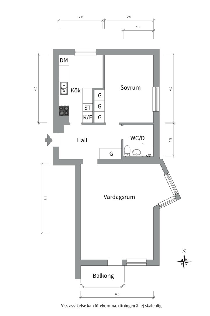 Planlösning från Lindsbergsgatan 8 C, Såld i Sommarro, Uppsala