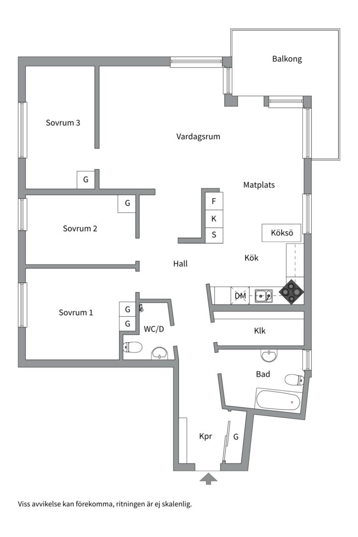 Planlösning från Svartbäcksgatan 123, Såld i Svartbäcken, Uppsala