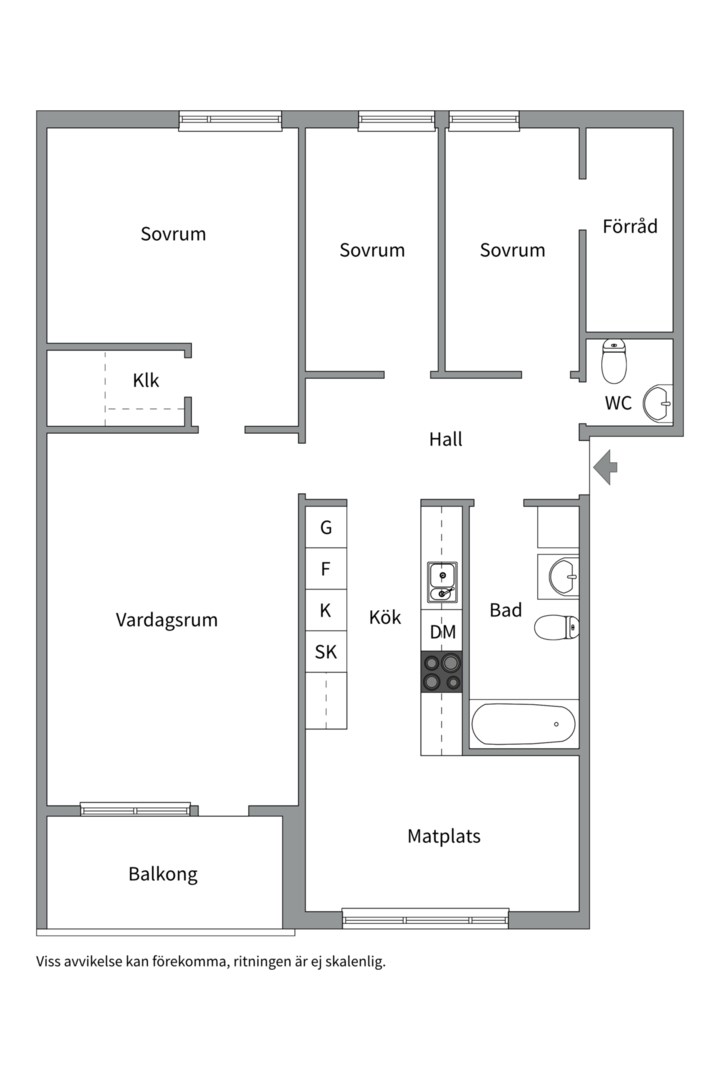 Planlösning från Knotavägen 30, Såld i Bjurhovda, Västerås