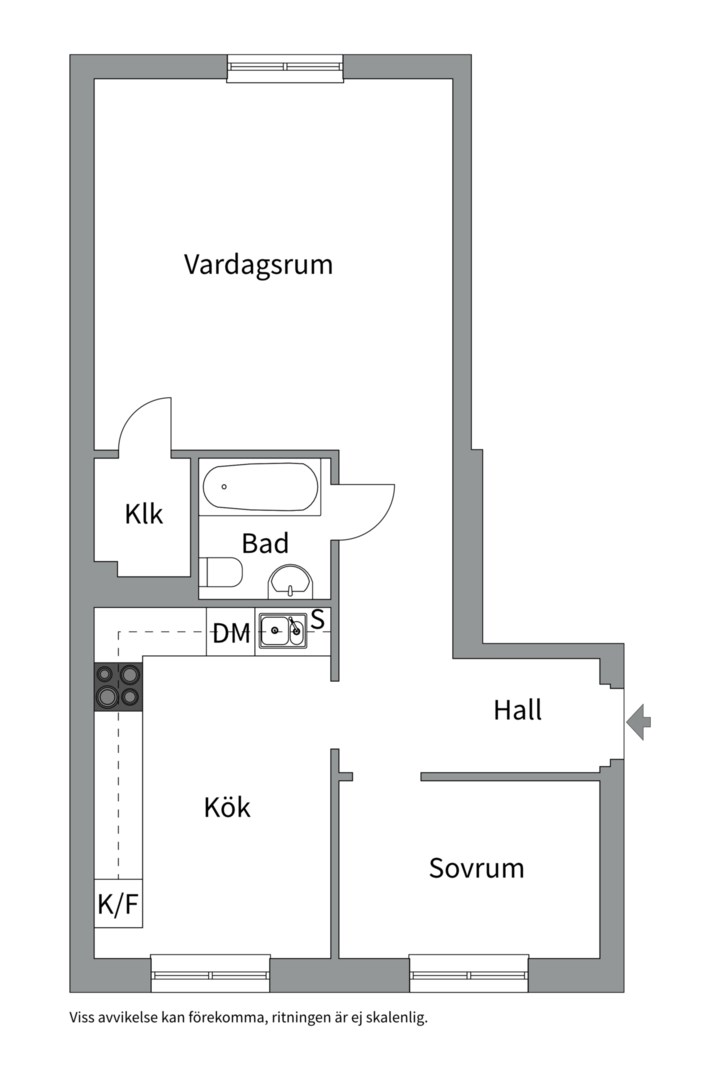 Planlösning från Marielundsgatan 5C, Såld i Fålhagen, Uppsala