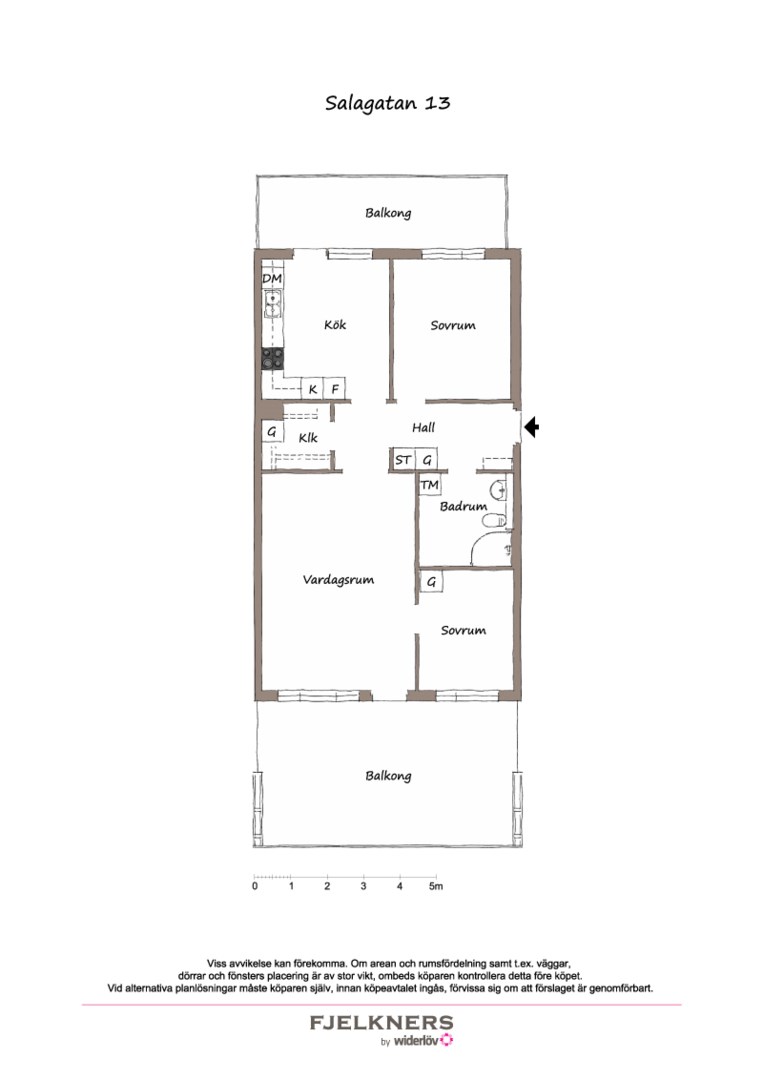 Planlösning från Salagatan 13, Såld i Spånga - Solhem, Stockholm