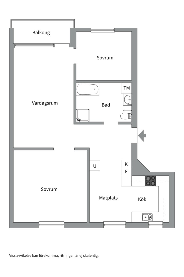 Planlösning från Härnevigatan 11A, Såld i Skiljebo, Västerås