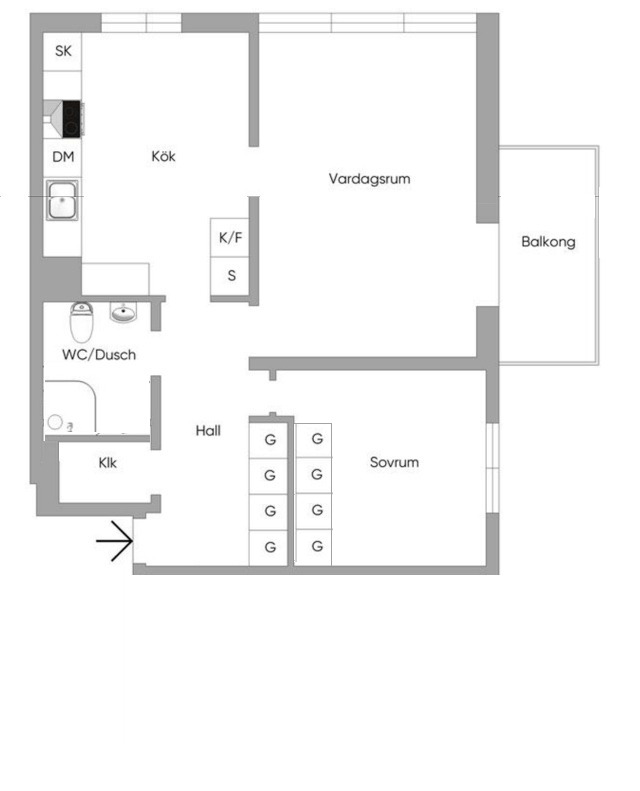 Planlösning från Edinsvägen 11, Såld i Ektorp, Nacka