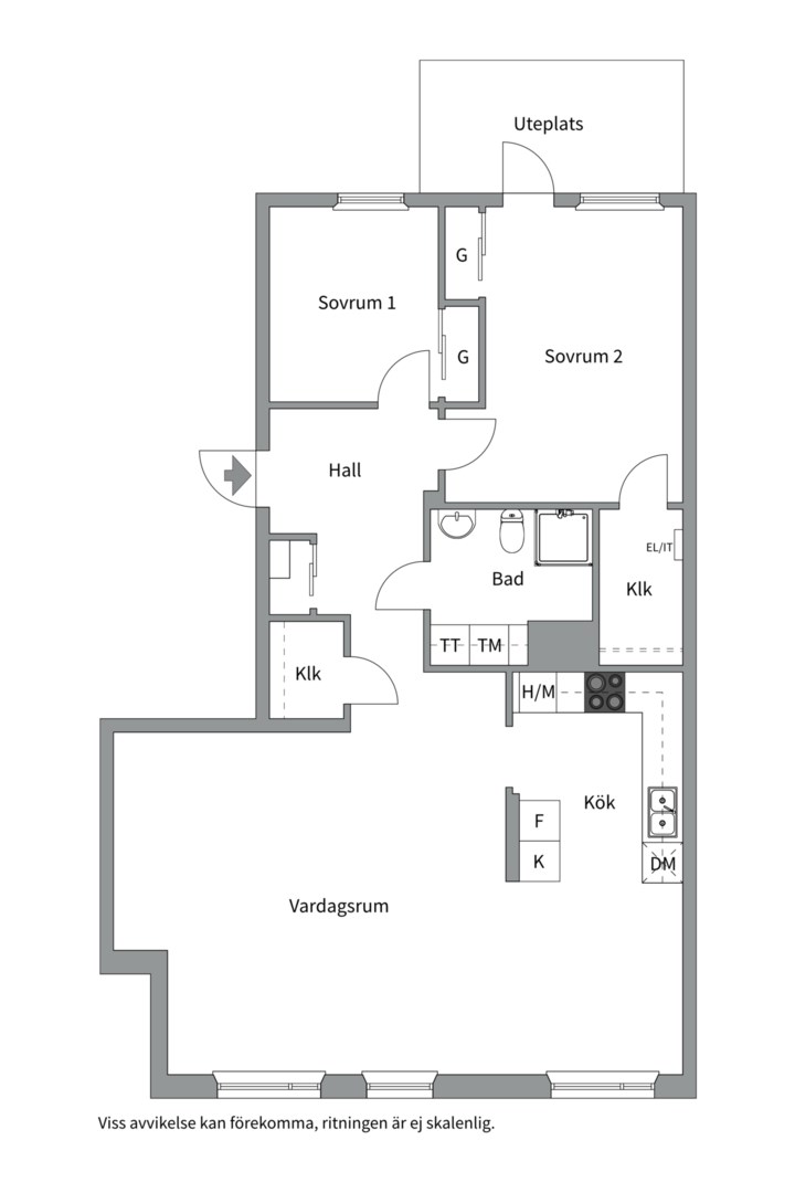 Planlösning från Gimogatan 13B, Såld i Luthagen, Uppsala