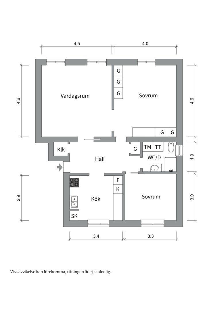 Planlösning från Norrtäljegatan 7A, Kommande i Fålhagen, Uppsala