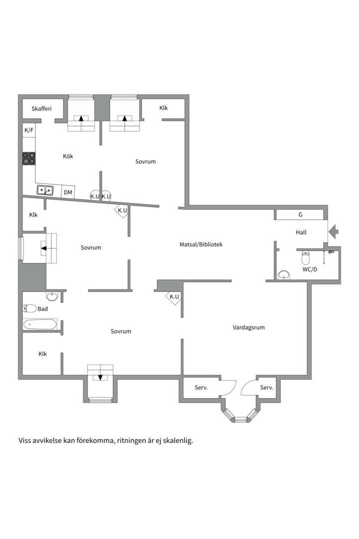Planlösning från Östra Ågatan 51 B, Såld i Centrum, Uppsala