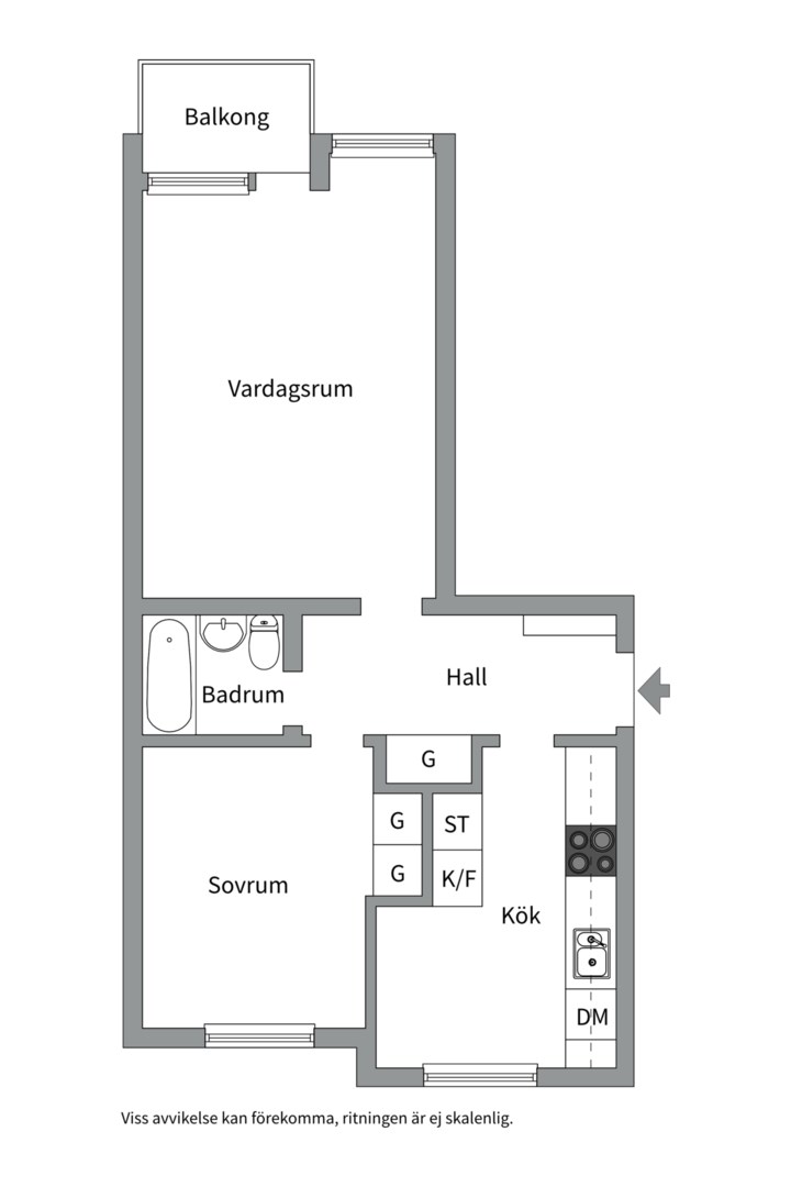 Planlösning från Gröna gatan 3C, Såld i Salabacke, Uppsala