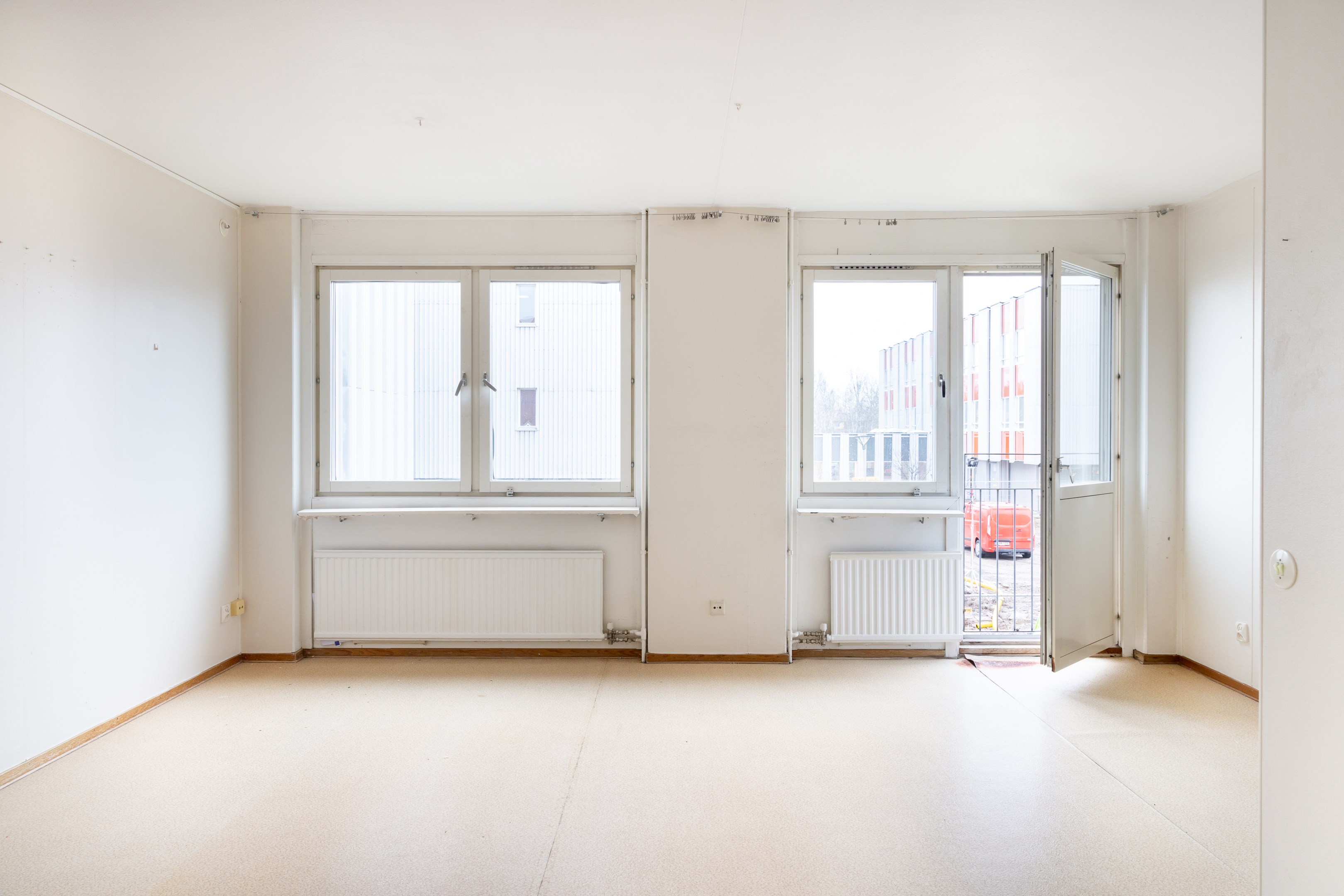 Vardagsrum med fransk balkong