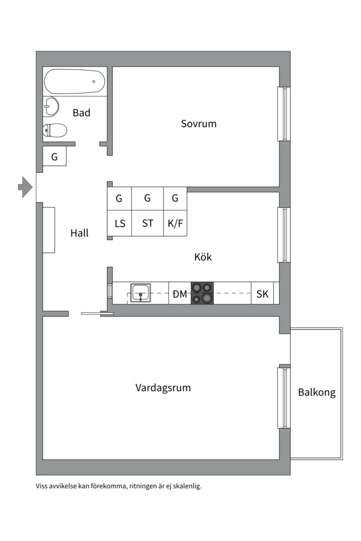 Planlösning från Odensgatan 15, Såld i Främre Luthagen, Uppsala