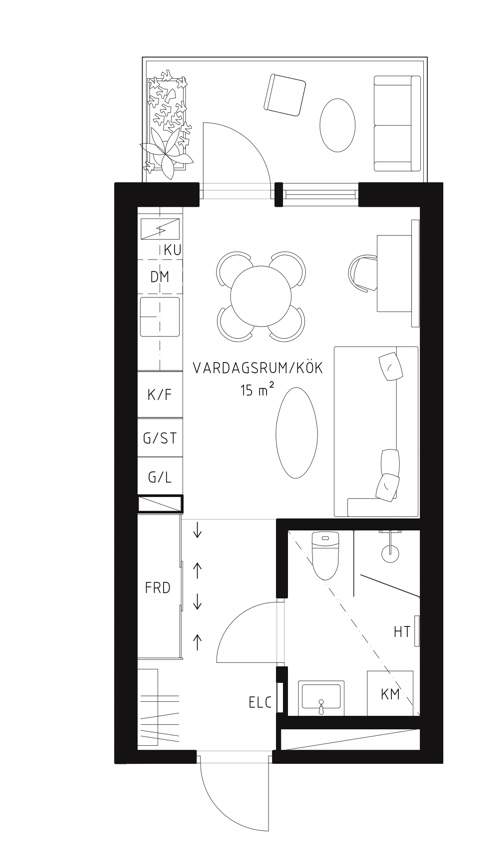 Planlösning från Östra Gräsvägen 7, Såld i Skuru, Nacka