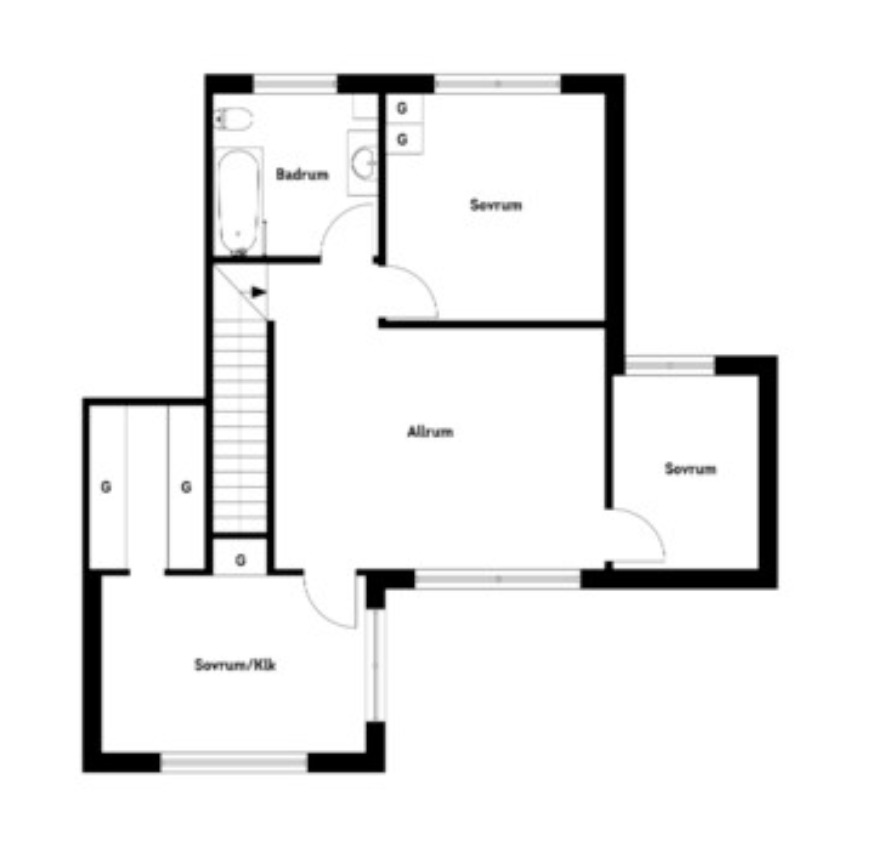 Planlösning från Dalripans väg 11, Såld i Strömma, Värmdö