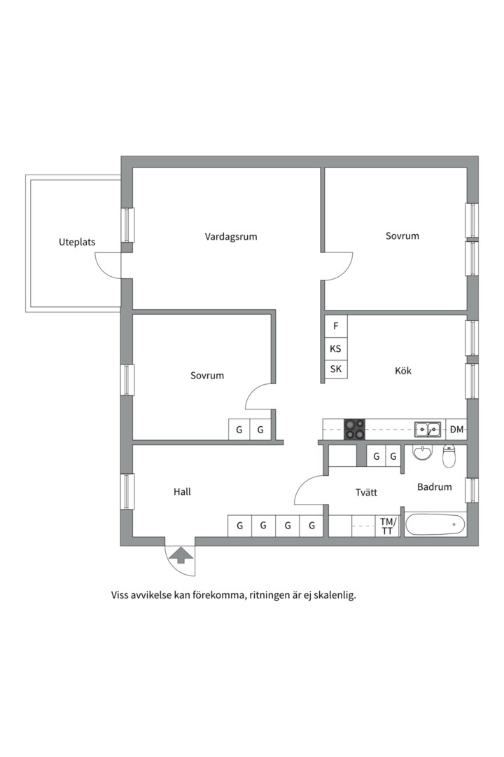 Planlösning från Ängsbacken 3, Såld i Björknäs, Nacka